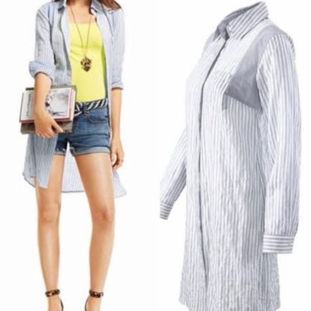 Cabi Button Down Striped Long Sleeve Shirt Dress Size Medium